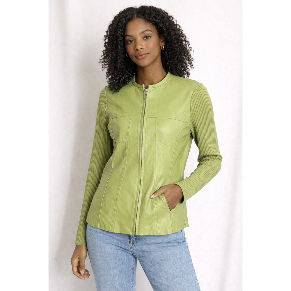 Escapde- Vintage Vibrant Green Leather Jacket Size L